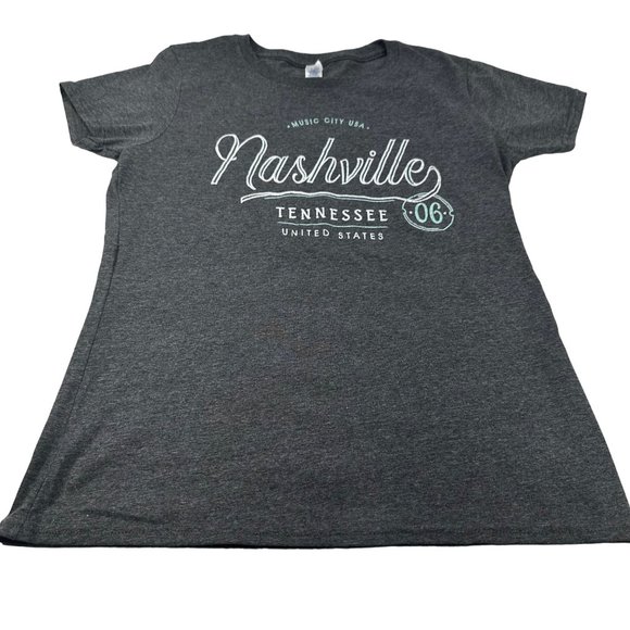 Delta Women's Size Small Tee Shirt Nashville Short Sleeve Gray Preowned - Picture 1 of 12